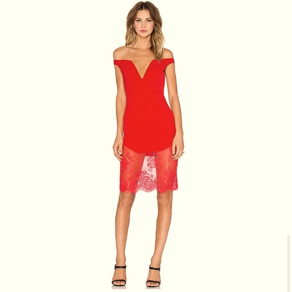 NWT NBD Revolve Be Your Distraction Red Lace Dress | NBD Xs